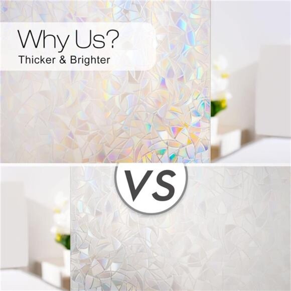 Rainbow Window Privacy Film 3D Stained Glass Static Cling Decorative Tint 17x79 - Picture 5 of 7